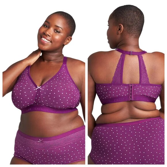 Cacique 46C Cotton Unlined Full Coverage No-Wire Bra Lace Trim Lane Bryant NEW - Picture 1 of 15